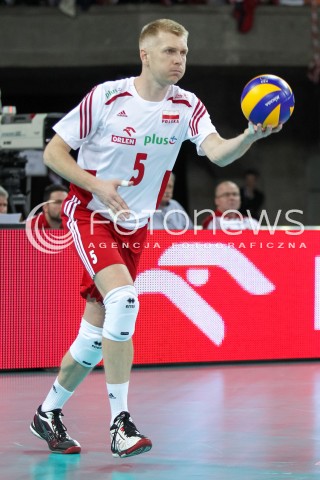  18.05.2014 WROCLAW <br />SIATKOWKA MEZCZYZN <br />TURNIEJ KWALIFIKACYJNY DO MISTRZOSTW EUROPY 2015<br />2015 FIVB WORLD CHAMPIONSHIP - EUROPEAN QUALIFICATION MEN <br />MECZ POLSKA - SLOWENIA ( POLAND - SLOVENIA ) <br />N/Z PAWEL ZAGUMNY SYLWETKA <br /> 