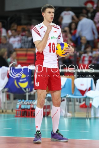  18.05.2014 WROCLAW <br />SIATKOWKA MEZCZYZN <br />TURNIEJ KWALIFIKACYJNY DO MISTRZOSTW EUROPY 2015<br />2015 FIVB WORLD CHAMPIONSHIP - EUROPEAN QUALIFICATION MEN <br />MECZ POLSKA - SLOWENIA ( POLAND - SLOVENIA ) <br />N/Z MARIUSZ WLAZLY SYLWETKA <br /> 