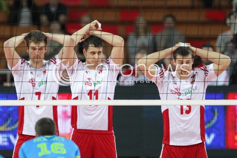  18.05.2014 WROCLAW <br />SIATKOWKA MEZCZYZN <br />TURNIEJ KWALIFIKACYJNY DO MISTRZOSTW EUROPY 2015<br />2015 FIVB WORLD CHAMPIONSHIP - EUROPEAN QUALIFICATION MEN <br />MECZ POLSKA - SLOWENIA ( POLAND - SLOVENIA ) <br />N/Z KAROL KLOS FABIAN DRZYZGA MICHAL KUBIAK <br /> 