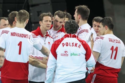  18.05.2014 WROCLAW <br />SIATKOWKA MEZCZYZN <br />TURNIEJ KWALIFIKACYJNY DO MISTRZOSTW EUROPY 2015<br />2015 FIVB WORLD CHAMPIONSHIP - EUROPEAN QUALIFICATION MEN <br />MECZ POLSKA - SLOWENIA ( POLAND - SLOVENIA ) <br />N/Z STEPHANE ANTIGA TRENER ( HEAD COACH ) GRZEGORZ BOCIEK <br /> 