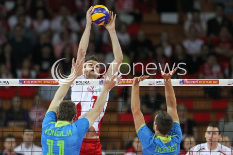  18.05.2014 WROCLAW <br />SIATKOWKA MEZCZYZN <br />TURNIEJ KWALIFIKACYJNY DO MISTRZOSTW EUROPY 2015<br />2015 FIVB WORLD CHAMPIONSHIP - EUROPEAN QUALIFICATION MEN <br />MECZ POLSKA - SLOWENIA ( POLAND - SLOVENIA ) <br />N/Z KAROL KLOS <br /> 