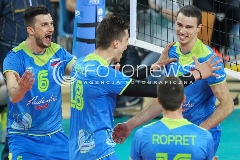  18.05.2014 WROCLAW <br />SIATKOWKA MEZCZYZN <br />TURNIEJ KWALIFIKACYJNY DO MISTRZOSTW EUROPY 2015<br />2015 FIVB WORLD CHAMPIONSHIP - EUROPEAN QUALIFICATION MEN <br />MECZ POLSKA - SLOWENIA ( POLAND - SLOVENIA ) <br />N/Z MITJA GASPARINI ALEN PAJENK RADOSC EMOCJE <br /> 