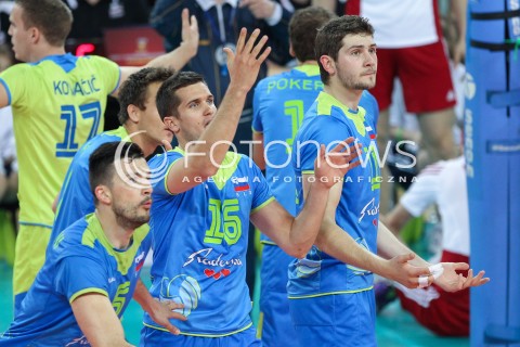  18.05.2014 WROCLAW <br />SIATKOWKA MEZCZYZN <br />TURNIEJ KWALIFIKACYJNY DO MISTRZOSTW EUROPY 2015<br />2015 FIVB WORLD CHAMPIONSHIP - EUROPEAN QUALIFICATION MEN <br />MECZ POLSKA - SLOWENIA ( POLAND - SLOVENIA ) <br />N/Z DANIJEL KONCILJA MITJA GASPARINI GREGOR ROPRET <br /> 