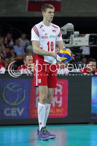  18.05.2014 WROCLAW <br />SIATKOWKA MEZCZYZN <br />TURNIEJ KWALIFIKACYJNY DO MISTRZOSTW EUROPY 2015<br />2015 FIVB WORLD CHAMPIONSHIP - EUROPEAN QUALIFICATION MEN <br />MECZ POLSKA - SLOWENIA ( POLAND - SLOVENIA ) <br />N/Z MARIUSZ WLAZLY SYLWETKA <br /> 