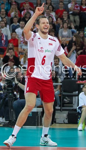  18.05.2014 WROCLAW <br />SIATKOWKA MEZCZYZN <br />TURNIEJ KWALIFIKACYJNY DO MISTRZOSTW EUROPY 2015<br />2015 FIVB WORLD CHAMPIONSHIP - EUROPEAN QUALIFICATION MEN <br />MECZ POLSKA - SLOWENIA ( POLAND - SLOVENIA ) <br />N/Z BARTOSZ KUREK RADOSC EMOCJE SYLWETKA <br /> 