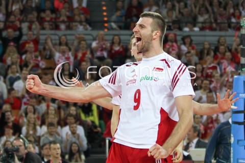  18.05.2014 WROCLAW <br />SIATKOWKA MEZCZYZN <br />TURNIEJ KWALIFIKACYJNY DO MISTRZOSTW EUROPY 2015<br />2015 FIVB WORLD CHAMPIONSHIP - EUROPEAN QUALIFICATION MEN <br />MECZ POLSKA - SLOWENIA ( POLAND - SLOVENIA ) <br />N/Z GRZEGORZ BOCIEK RADOSC EMOCJE SYLWETKA <br /> 
