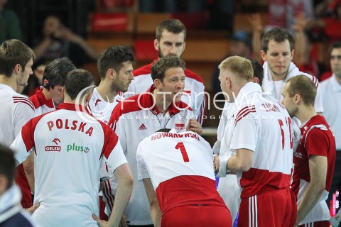  18.05.2014 WROCLAW <br />SIATKOWKA MEZCZYZN <br />TURNIEJ KWALIFIKACYJNY DO MISTRZOSTW EUROPY 2015<br />2015 FIVB WORLD CHAMPIONSHIP - EUROPEAN QUALIFICATION MEN <br />MECZ POLSKA - SLOWENIA ( POLAND - SLOVENIA ) <br />N/Z STEPHANE ANTIGA TRENER ( HEAD COACH ) <br /> 