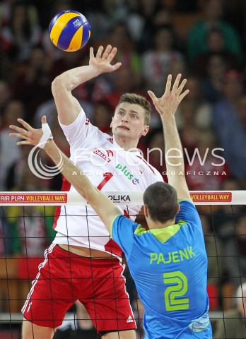  18.05.2014 WROCLAW <br />SIATKOWKA MEZCZYZN <br />TURNIEJ KWALIFIKACYJNY DO MISTRZOSTW EUROPY 2015<br />2015 FIVB WORLD CHAMPIONSHIP - EUROPEAN QUALIFICATION MEN <br />MECZ POLSKA - SLOWENIA ( POLAND - SLOVENIA ) <br />N/Z PIOTR NOWAKOWSKI <br /> 