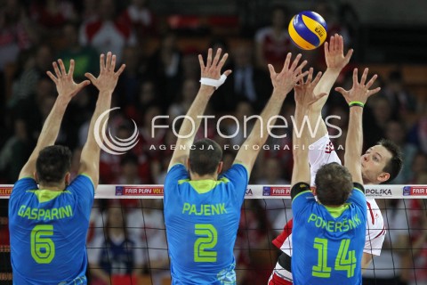  18.05.2014 WROCLAW <br />SIATKOWKA MEZCZYZN <br />TURNIEJ KWALIFIKACYJNY DO MISTRZOSTW EUROPY 2015<br />2015 FIVB WORLD CHAMPIONSHIP - EUROPEAN QUALIFICATION MEN <br />MECZ POLSKA - SLOWENIA ( POLAND - SLOVENIA ) <br />N/Z BARTOSZ KUREK <br /> 