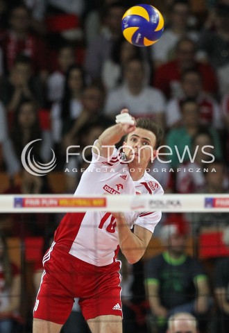  18.05.2014 WROCLAW <br />SIATKOWKA MEZCZYZN <br />TURNIEJ KWALIFIKACYJNY DO MISTRZOSTW EUROPY 2015<br />2015 FIVB WORLD CHAMPIONSHIP - EUROPEAN QUALIFICATION MEN <br />MECZ POLSKA - SLOWENIA ( POLAND - SLOVENIA ) <br />N/Z MARIUSZ WLAZLY SYLWETKA ATAK<br /> 