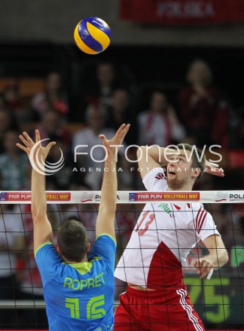  18.05.2014 WROCLAW <br />SIATKOWKA MEZCZYZN <br />TURNIEJ KWALIFIKACYJNY DO MISTRZOSTW EUROPY 2015<br />2015 FIVB WORLD CHAMPIONSHIP - EUROPEAN QUALIFICATION MEN <br />MECZ POLSKA - SLOWENIA ( POLAND - SLOVENIA ) <br />N/Z MICHAL KUBIAK <br /> 