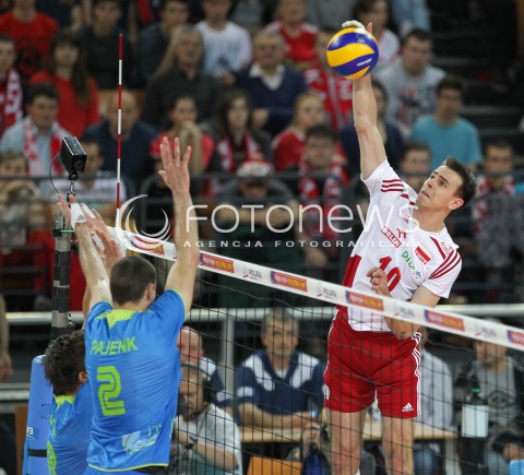  18.05.2014 WROCLAW <br />SIATKOWKA MEZCZYZN <br />TURNIEJ KWALIFIKACYJNY DO MISTRZOSTW EUROPY 2015<br />2015 FIVB WORLD CHAMPIONSHIP - EUROPEAN QUALIFICATION MEN <br />MECZ POLSKA - SLOWENIA ( POLAND - SLOVENIA ) <br />N/Z MARIUSZ WLAZLY <br /> 