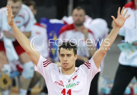  18.05.2014 WROCLAW <br />SIATKOWKA MEZCZYZN <br />TURNIEJ KWALIFIKACYJNY DO MISTRZOSTW EUROPY 2015<br />2015 FIVB WORLD CHAMPIONSHIP - EUROPEAN QUALIFICATION MEN <br />MECZ POLSKA - SLOWENIA ( POLAND - SLOVENIA ) <br />N/Z FABIAN DRZYZGA RADOSC EMOCJE SYLWETKA <br /> 