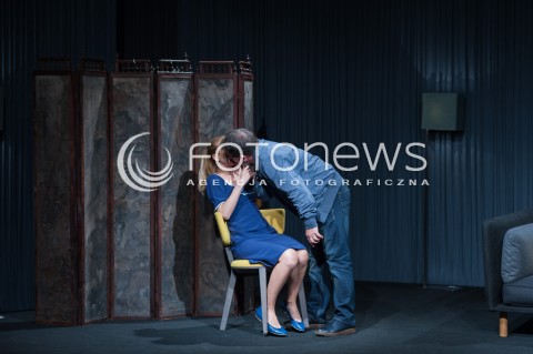  29.05.2014 WARSZAWA <br />PROBA MEDIALNA INTRYGA W TEATRZE KAMIENICA<br />N/Z JOANNA KORONIEWSKA ZBIGNIEW ZAMACHOWSKI<br /> 