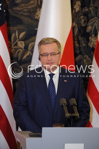  03.06.2014 WARSZAWA<br />SPOTKANIE PREZYDENTA BARACKA OBAMY Z PREZYDENTEM BRONISLAWEM KOMOROWSKIM<br />President Obama in Poland. Barack Obama and President Bronislaw Komorowski meet at Belweder Palace<br />N/Z PREZYDENT POLSKI BRONISLAW KOMOROWSKI<br /> 