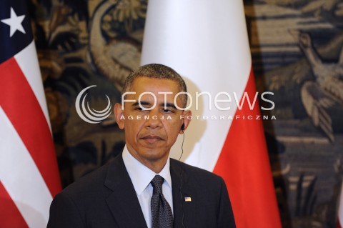  03.06.2014 WARSZAWA<br />SPOTKANIE PREZYDENTA BARACKA OBAMY Z PREZYDENTEM BRONISLAWEM KOMOROWSKIM<br />President Obama in Poland. Barack Obama and President Bronislaw Komorowski meet at Belweder Palace<br />N/Z PREZYDENT USA BARACK OBAMA<br /> 