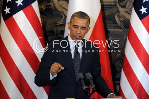  03.06.2014 WARSZAWA<br />SPOTKANIE PREZYDENTA BARACKA OBAMY Z PREZYDENTEM BRONISLAWEM KOMOROWSKIM<br />President Obama in Poland. Barack Obama and President Bronislaw Komorowski meet at Belweder Palace<br />N/Z PREZYDENT USA BARACK OBAMA<br /> 