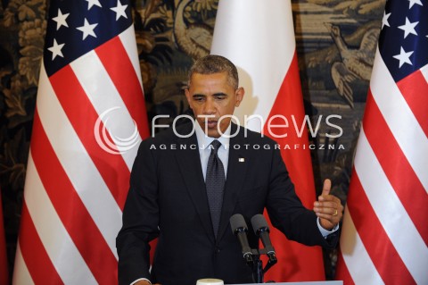 03.06.2014 WARSZAWA<br />SPOTKANIE PREZYDENTA BARACKA OBAMY Z PREZYDENTEM BRONISLAWEM KOMOROWSKIM<br />President Obama in Poland. Barack Obama and President Bronislaw Komorowski meet at Belweder Palace<br />N/Z PREZYDENT USA BARACK OBAMA<br /> 