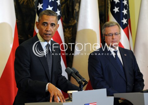  03.06.2014 WARSZAWA<br />SPOTKANIE PREZYDENTA BARACKA OBAMY Z PREZYDENTEM BRONISLAWEM KOMOROWSKIM<br />President Obama in Poland. Barack Obama and President Bronislaw Komorowski meet at Belweder Palace<br />N/Z PREZYDENT POLSKI BRONISLAW KOMOROWSKI PREZYDENT USA BARACK OBAMA<br /> 