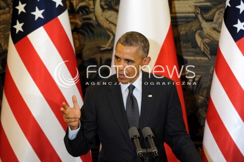  03.06.2014 WARSZAWA<br />SPOTKANIE PREZYDENTA BARACKA OBAMY Z PREZYDENTEM BRONISLAWEM KOMOROWSKIM<br />President Obama in Poland. Barack Obama and President Bronislaw Komorowski meet at Belweder Palace<br />N/Z PREZYDENT POLSKI BRONISLAW KOMOROWSKI PREZYDENT USA BARACK OBAMA<br /> 
