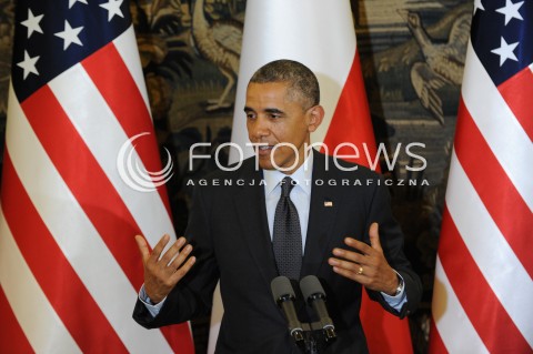  03.06.2014 WARSZAWA<br />SPOTKANIE PREZYDENTA BARACKA OBAMY Z PREZYDENTEM BRONISLAWEM KOMOROWSKIM<br />President Obama in Poland. Barack Obama and President Bronislaw Komorowski meet at Belweder Palace<br />N/Z PREZYDENT USA BARACK OBAMA<br /> 