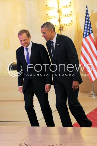  03.06.2014 WARSZAWA<br />WIZYTA PREZYDENTA USA BARACKA OBAMY W POLSCE<br />SPOTKANIE PREZYDENTA BARACKA OBAMY Z PREMIEREM DONALDEM TUSKIEM<br />President Obama in Poland. Barack Obama and Prime Minister Donald Tusk meet at the Polish Chancellery<br />N/Z BARACK OBAMA DONALD TUSK<br /> 