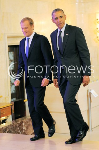  03.06.2014 WARSZAWA<br />WIZYTA PREZYDENTA USA BARACKA OBAMY W POLSCE<br />SPOTKANIE PREZYDENTA BARACKA OBAMY Z PREMIEREM DONALDEM TUSKIEM<br />President Obama in Poland. Barack Obama and Prime Minister Donald Tusk meet at the Polish Chancellery<br />N/Z BARACK OBAMA DONALD TUSK<br /> 