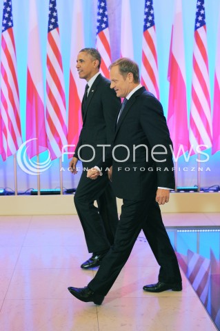  03.06.2014 WARSZAWA<br />WIZYTA PREZYDENTA USA BARACKA OBAMY W POLSCE<br />SPOTKANIE PREZYDENTA BARACKA OBAMY Z PREMIEREM DONALDEM TUSKIEM<br />President Obama in Poland. Barack Obama and Prime Minister Donald Tusk meet at the Polish Chancellery<br />N/Z BARACK OBAMA DONALD TUSK<br /> 