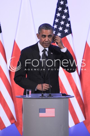  03.06.2014 WARSZAWA<br />WIZYTA PREZYDENTA USA BARACKA OBAMY W POLSCE<br />SPOTKANIE PREZYDENTA BARACKA OBAMY Z PREMIEREM DONALDEM TUSKIEM<br />President Obama in Poland. Barack Obama and Prime Minister Donald Tusk meet at the Polish Chancellery<br />N/Z BARACK OBAMA<br /> 