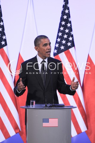  03.06.2014 WARSZAWA<br />WIZYTA PREZYDENTA USA BARACKA OBAMY W POLSCE<br />SPOTKANIE PREZYDENTA BARACKA OBAMY Z PREMIEREM DONALDEM TUSKIEM<br />President Obama in Poland. Barack Obama and Prime Minister Donald Tusk meet at the Polish Chancellery<br />N/Z BARACK OBAMA<br /> 
