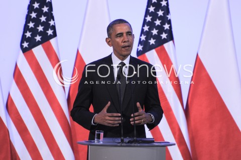  03.06.2014 WARSZAWA<br />WIZYTA PREZYDENTA USA BARACKA OBAMY W POLSCE<br />SPOTKANIE PREZYDENTA BARACKA OBAMY Z PREMIEREM DONALDEM TUSKIEM<br />President Obama in Poland. Barack Obama and Prime Minister Donald Tusk meet at the Polish Chancellery<br />N/Z BARACK OBAMA<br /> 