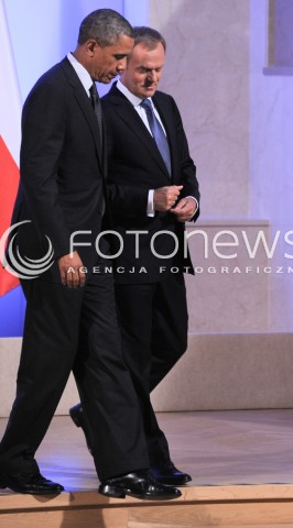  03.06.2014 WARSZAWA<br />WIZYTA PREZYDENTA USA BARACKA OBAMY W POLSCE<br />SPOTKANIE PREZYDENTA BARACKA OBAMY Z PREMIEREM DONALDEM TUSKIEM<br />President Obama in Poland. Barack Obama and Prime Minister Donald Tusk meet at the Polish Chancellery<br />N/Z BARACK OBAMA DONALD TUSK<br /> 