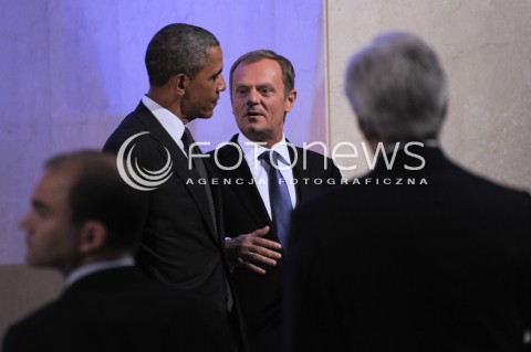  03.06.2014 WARSZAWA<br />WIZYTA PREZYDENTA USA BARACKA OBAMY W POLSCE<br />SPOTKANIE PREZYDENTA BARACKA OBAMY Z PREMIEREM DONALDEM TUSKIEM<br />President Obama in Poland. Barack Obama and Prime Minister Donald Tusk meet at the Polish Chancellery<br />N/Z BARACK OBAMA DONALD TUSK<br /> 