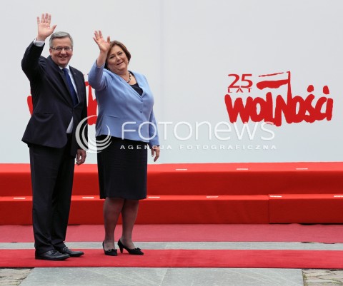  04.06.2014 WARSZAWA<br />GLOWNE UROCZYSTOSCI Z OKAZJI 25 LECIA WOLNYCH WYBOROW W POLSCE<br />N/Z PREZYDENT RP BRONISLAW KOMOROWSKI Z MALZONKA ANNA KOMOROWSKA<br /> 