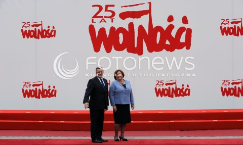  04.06.2014 WARSZAWA<br />GLOWNE UROCZYSTOSCI Z OKAZJI 25 LECIA WOLNYCH WYBOROW W POLSCE<br />N/Z PREZYDENT RP BRONISLAW KOMOROWSKI Z MALZONKA ANNA KOMOROWSKA<br /> 