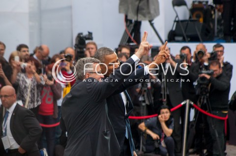  04.06.2014 WARSZAWA GLOWNE UROCZYSTOSCI Z OKAZJI 25 LECIA WOLNYCH WYBOROW W POLSCE  N/Z PREZYDENT USA BARACK OBAMA PREZYDENT RP BRONISLAW KOMOROWSKI  