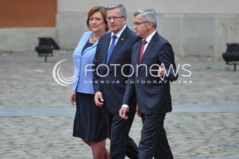  04.06.2014 WARSZAWA <br />GLOWNE UROCZYSTOSCI Z OKAZJI 25 LECIA WOLNYCH WYBOROW W POLSCE<br />N/Z PREZYDENT RP BRONISLAW KOMOROWSKI Z MALZONKA ANNA KOMOROWSKA<br /> 