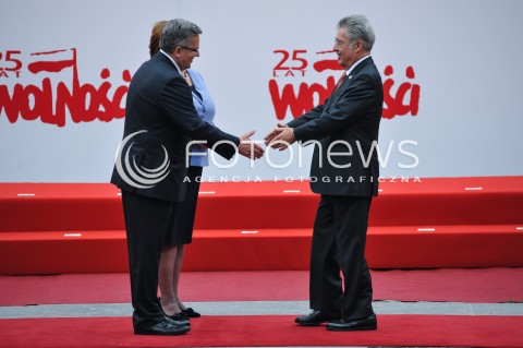  04.06.2014 WARSZAWA <br />GLOWNE UROCZYSTOSCI Z OKAZJI 25 LECIA WOLNYCH WYBOROW W POLSCE<br />N/Z PREZYDENT RP BRONISLAW KOMOROWSKI Z MALZONKA ANNA KOMOROWSKA HEINZ FISHER<br /> 
