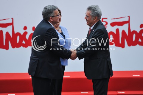  04.06.2014 WARSZAWA <br />GLOWNE UROCZYSTOSCI Z OKAZJI 25 LECIA WOLNYCH WYBOROW W POLSCE<br />N/Z PREZYDENT RP BRONISLAW KOMOROWSKI Z MALZONKA ANNA KOMOROWSKA HEINZ FISHER<br /> 
