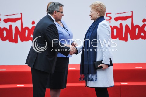  04.06.2014 WARSZAWA <br />GLOWNE UROCZYSTOSCI Z OKAZJI 25 LECIA WOLNYCH WYBOROW W POLSCE<br />N/Z PREZYDENT RP BRONISLAW KOMOROWSKI Z MALZONKA ANNA KOMOROWSKA DALIA GRYBAUSKAITE<br /> 