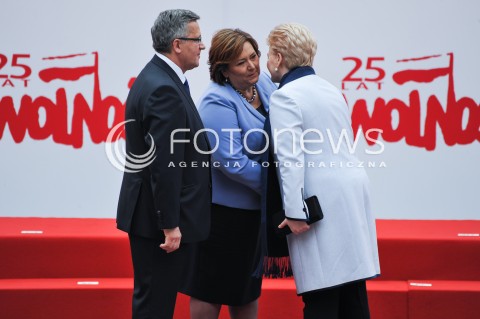  04.06.2014 WARSZAWA <br />GLOWNE UROCZYSTOSCI Z OKAZJI 25 LECIA WOLNYCH WYBOROW W POLSCE<br />N/Z PREZYDENT RP BRONISLAW KOMOROWSKI Z MALZONKA ANNA KOMOROWSKA DALIA GRYBAUSKAITE<br /> 