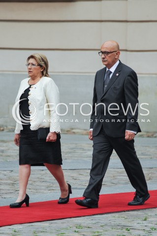  04.06.2014 WARSZAWA <br />GLOWNE UROCZYSTOSCI Z OKAZJI 25 LECIA WOLNYCH WYBOROW W POLSCE<br />N/Z MARIE LOUISE COLEIRO PRECA - PREZYDENT MALTY Z MEZEM<br /> 