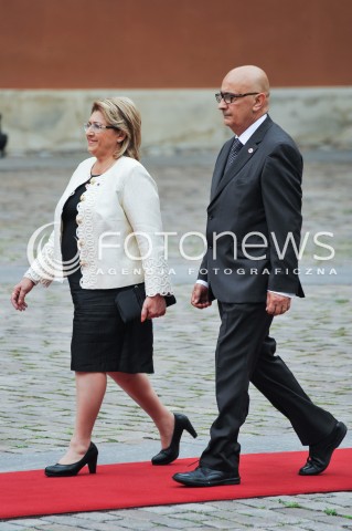  04.06.2014 WARSZAWA <br />GLOWNE UROCZYSTOSCI Z OKAZJI 25 LECIA WOLNYCH WYBOROW W POLSCE<br />N/Z MARIE LOUISE COLEIRO PRECA - PREZYDENT MALTY Z MEZEM<br /> 