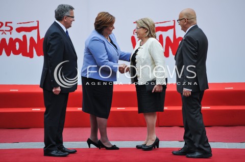  04.06.2014 WARSZAWA <br />GLOWNE UROCZYSTOSCI Z OKAZJI 25 LECIA WOLNYCH WYBOROW W POLSCE<br />N/Z PREZYDENT RP BRONISLAW KOMOROWSKI Z MALZONKA ANNA KOMOROWSKA MARIE-LOUISE COLEIRO PRECA Z MALZONKIEM<br /> 