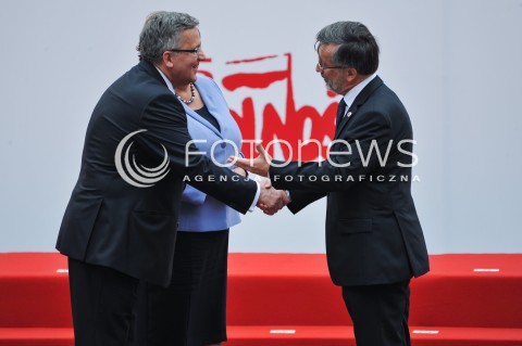  04.06.2014 WARSZAWA <br />GLOWNE UROCZYSTOSCI Z OKAZJI 25 LECIA WOLNYCH WYBOROW W POLSCE<br />N/Z PREZYDENT RP BRONISLAW KOMOROWSKI Z MALZONKA ANNA KOMOROWSKA AUGUSTIN MARTINEZ<br /> 