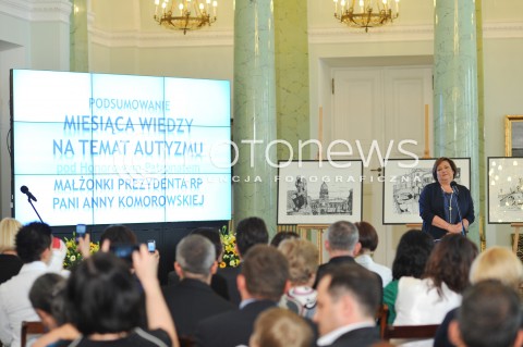  10.06.2014 WARSZAWA<br />UDZIAL MALZONKI PREZYDENTA RP ANNY KOMOROWSKIEJ W PODSUMOWANIU MIESIACA WIEDZY NA TEMAT AUTYZMU<br />N/Z ANNA KOMOROWSKA<br /> 