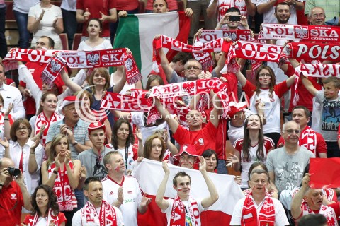  13.06.2014 KATOWICE SPODEK<br />SIATKOWKA MEZCZYZN <br />LIGA SWIATOWA 2014<br />FIVB VOLLEYBALL WORLD LEAGUE 2014<br />MECZ POLSKA - WLOCHY ( POLAND - ITALY ) <br />N/Z KIBICE REPREZENTACJI POLSKI DOPING SZALIKI FLAGI PASIAKI BIALO CZERWONE<br /> 