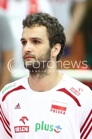  13.06.2014 KATOWICE SPODEK<br />SIATKOWKA MEZCZYZN <br />LIGA SWIATOWA 2014<br />FIVB VOLLEYBALL WORLD LEAGUE 2014<br />MECZ POLSKA - WLOCHY ( POLAND - ITALY ) <br />N/Z MATEUSZ MIKA SYLWETKA GLOWKA PORTRET<br /> 
