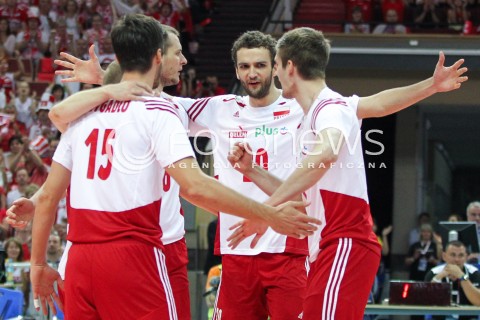  13.06.2014 KATOWICE SPODEK<br />SIATKOWKA MEZCZYZN <br />LIGA SWIATOWA 2014<br />FIVB VOLLEYBALL WORLD LEAGUE 2014<br />MECZ POLSKA - WLOCHY ( POLAND - ITALY ) <br />N/Z MATEUSZ MIKA RADOSC<br /> 