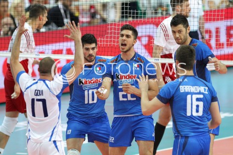  13.06.2014 KATOWICE SPODEK<br />SIATKOWKA MEZCZYZN <br />LIGA SWIATOWA 2014<br />FIVB VOLLEYBALL WORLD LEAGUE 2014<br />MECZ POLSKA - WLOCHY ( POLAND - ITALY ) <br />N/Z FILIPPO LANZA LUIGI RANDAZZO RADOSC EMOCJE <br /> 